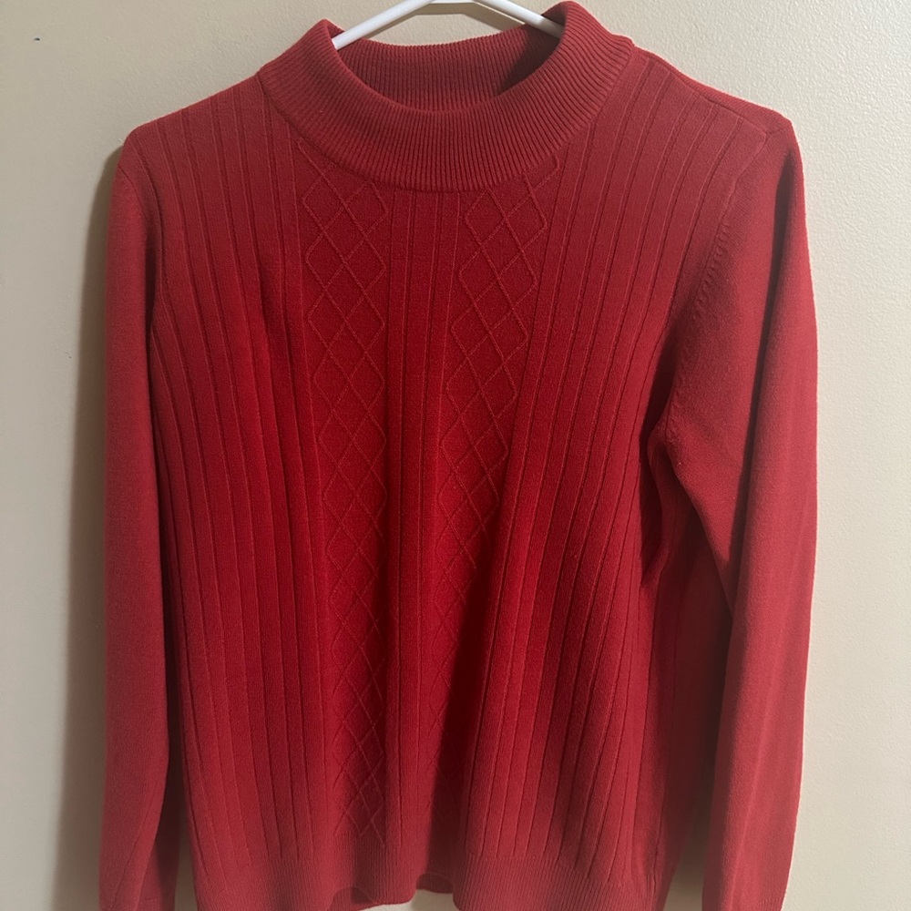Red Ribbed Knit Sweater
